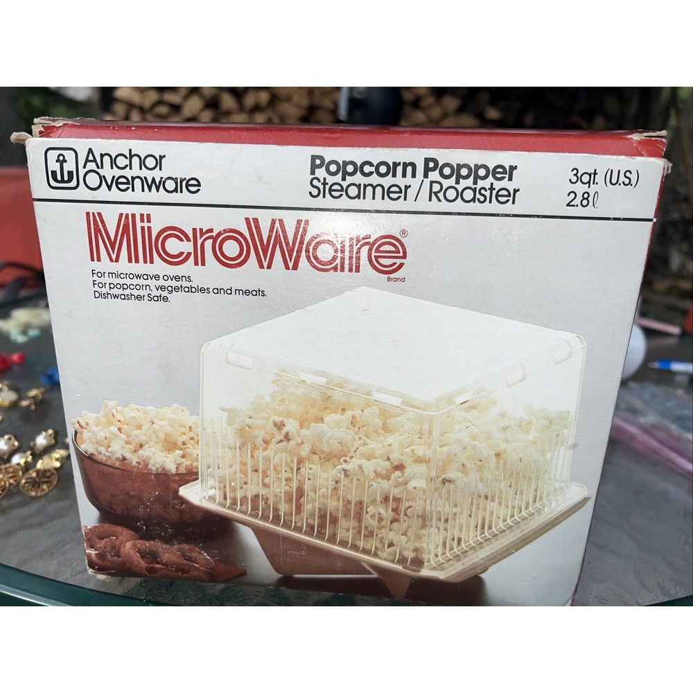Rare‎ Vintage MicroWare Popcorn Popper Steamer Roaster NOS New in Box 1970s 80s